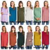 USA Women's Casual Long Sleeve Scallop Hem Tunic Top Dress Scoop Neck T-Shirts