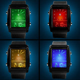 Casual Waterproof Men's Digital Analog LED Light Hands Rubber Alarm Wrist Watch