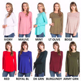 USA Women's Casual Long Sleeve Scallop Hem Tunic Top Dress Scoop Neck T-Shirts