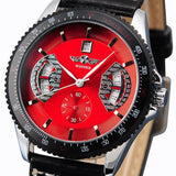 2017 "New" Mens Sport RED Black Leather Date Automatic Mechanical Army Wrist Watch