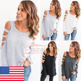 Fashion Women Ladies Loose Casual Long Sleeve T-Shirt Cotton Blouse Tops T-Shirt