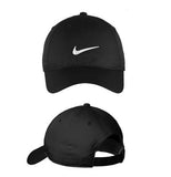 NEW NIKE HAT-BLACK WITH WHITE SWOOSH-DRI-FIT-BASEBALL CAP-ADJUSTABLE HATS