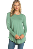 USA Women's Casual Long Sleeve Scallop Hem Tunic Top Dress Scoop Neck T-Shirts