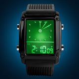 Casual Waterproof Men's Digital Analog LED Light Hands Rubber Alarm Wrist Watch