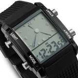 Casual Waterproof Men's Digital Analog LED Light Hands Rubber Alarm Wrist Watch