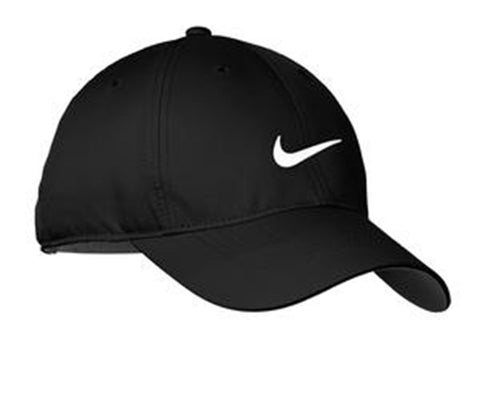 NEW NIKE HAT-BLACK WITH WHITE SWOOSH-DRI-FIT-BASEBALL CAP-ADJUSTABLE HATS