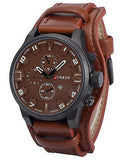 Fashion Curren Men Date Stainless Steel Leather Analog Quartz Sport Wrist Watch