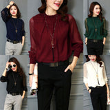 Fashion Women Loose Long Sleeve Tops Blouse Shirt Casual Chiffon T-Shirt  S-3XL