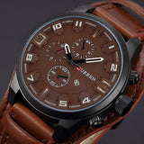 Fashion Curren Men Date Stainless Steel Leather Analog Quartz Sport Wrist Watch