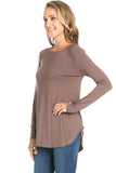 USA Women's Casual Long Sleeve Scallop Hem Tunic Top Dress Scoop Neck T-Shirts